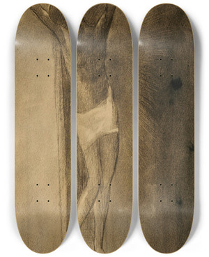 Triptych art skateboard deck of Odilon Redon Crucifixion by Odilon Redon (1840-1916)