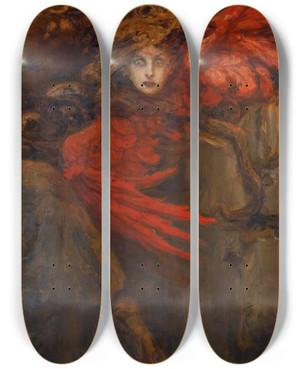 Triptych art skateboard deck of Wilhelm Kotarbiski Medusa by Wilhelm Kotarbinski 2 (1849-1921)