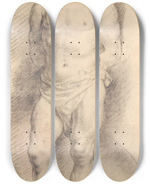 Triptych art skateboard deck of Willem Panneels Front View Of A Male Figure by Willem Panneels (1600-1634)