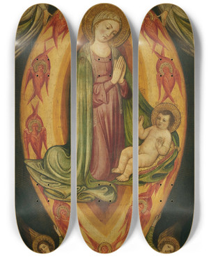 Triptych art skateboard deck of Antonio Di Maso The Madonna And Child In A Mandorla With Angels And Cherubim by Antonio Di Maso (16-)