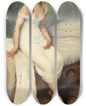 Triptych art skateboard deck of Eugen Von Blaas The Awakening by Eugen Von Blaas (1843-1931)