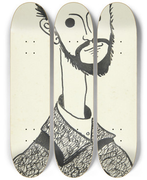 Triptych art skateboard deck of Robert Storm Petersen Portrt Af Maleren Og Keramikeren Chr Joachim 18701943 by Robert Storm Petersen (1882-1949)