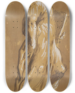 Triptych art skateboard deck of Pietro Antonio Novelli Allegorical Figure Of A Woman by Pietro Antonio Novelli (1729-1804)