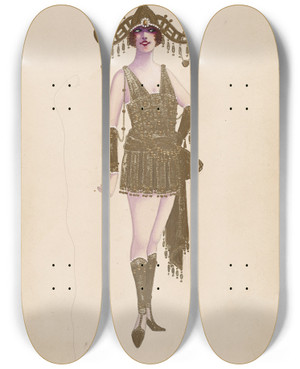 Triptych art skateboard deck of Will R Barnes A Golden Guard by Will R Barnes (1939)