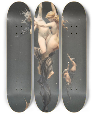Triptych art skateboard deck of Luis Ricardo Falero Twin Stars_2 by Luis Ricardo Falero (1851-1896)