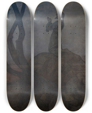 Triptych art skateboard deck of Hans Thoma Christus Am Lberg by Hans Thoma (1839-1924)