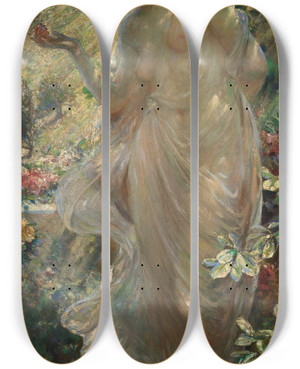 Triptych art skateboard deck of Robert Fowler The Butterfly by Robert Fowler (1850-1926)