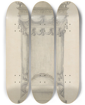 Triptych art skateboard deck of Richard De Lalonde Design For A Bed by Richard de Lalonde (1780-1790)