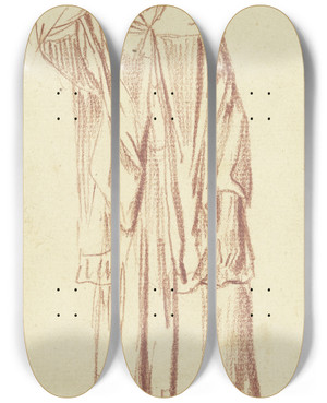 Triptych art skateboard deck of Daniel Nikolaus Chodowiecki Stehende Frau Von Vorne Gesehen An Einen Pfeiler Gelehnt Die Rechte Hand An Die Stirn Haltend by Daniel Nikolaus Chodowiecki (1726-1801)