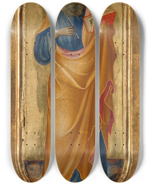 Triptych art skateboard deck of Gherardo Starnina Evangelist_1 by Gherardo Starnina (1360-1413)