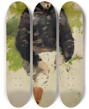 Triptych art skateboard deck of Jean Van Marcke De Lummen Etude Pour Un Jockey by Jean van Marcke de Lummen (1875-1918)