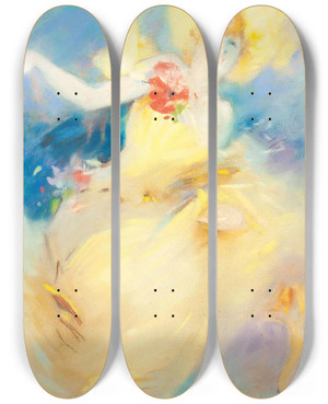 Triptych art skateboard deck of Jules Chret A Dancing Girl by Jules Cheret (1836-1932)