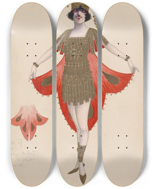Triptych art skateboard deck of Will R Barnes Untitled_3 by Will R Barnes (1939)