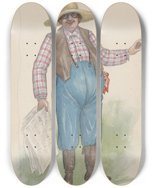 Triptych art skateboard deck of Will R Barnes A Townie_2 by Will R Barnes (1939)