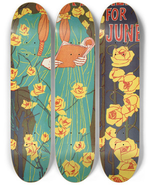 Triptych art skateboard deck of Louis Rhead The Century Magazine For June by Louis Rhead (1857-1926) Triptych art skateboard deck of Louis Rhead The Century Magazine For June by Louis Rhead (1857-1926)