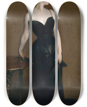 Triptych art skateboard deck of John Singer Sargent Madame X Madame Pierre Gautreau_1 by John Singer Sargent (1856-1925)