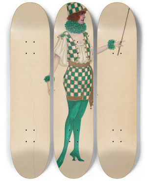 Triptych art skateboard deck of Will R Barnes 1Greenboys by Will R Barnes (1939)