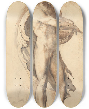 Triptych art skateboard deck of George Richmond The Sower by George Richmond (1809-1896)