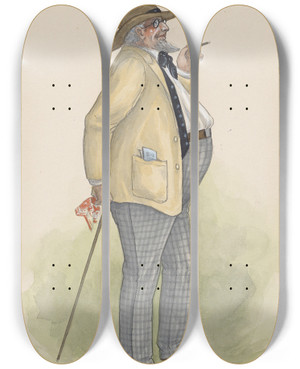 Triptych art skateboard deck of Will R Barnes A Citizen by Will R Barnes (1939)