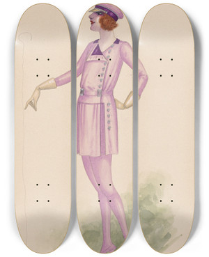 Triptych art skateboard deck of Will R Barnes The Chauffeurs 15 by Will R Barnes (1939)