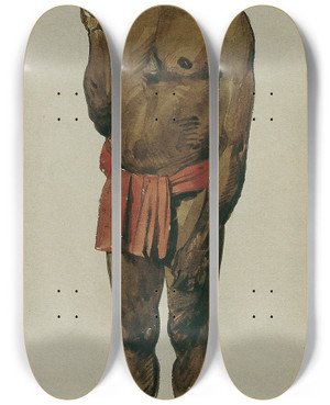 Triptych art skateboard deck of Joseph Selleny Eingeborener Von Neukaledonien by Joseph Selleny (1824-1875)
