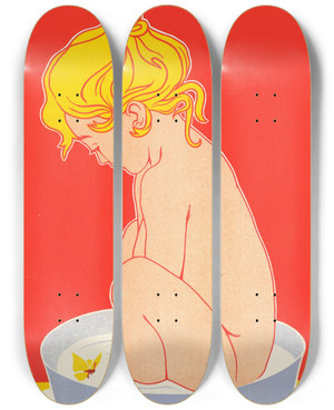 Triptych art skateboard deck of Georges Meunier Savon Starlight by Georges Meunier (1869-1942)