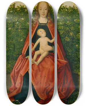 Triptych art skateboard deck of Jan Provost Virgin And Child by Jan Provost (1460-1529)
