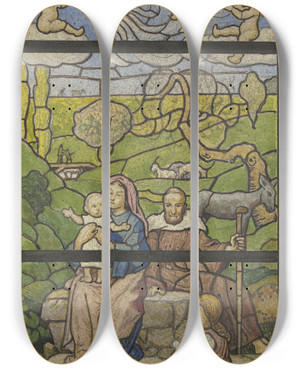 Triptych art skateboard deck of Wilhelm Ss The Calm During The Flight by Wilhelm Sus (1861-1933)