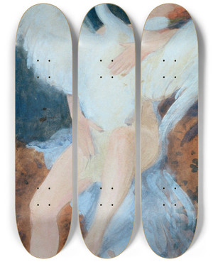 Triptych art skateboard deck of Josef Wawra Leda Mit Dem Schwan by Josef Wawra (1893-1935)