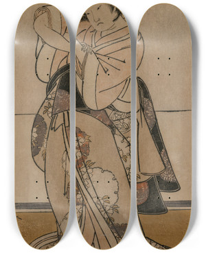 Triptych art skateboard deck of Katsukawa Shunsh Actor Yamashita Yaozo by Katsukawa Shunsho (1726-1792)