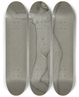 Triptych art skateboard deck of Elihu Vedder Study For Figure Ofluna by Elihu Vedder (1836-1923) Triptych art skateboard deck of Elihu Vedder Study For Figure Ofluna by Elihu Vedder (1836-1923)