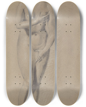 Triptych art skateboard deck of John Opie Standing Classical Female Figure by John Opie (1761-1807)
