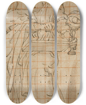 Triptych art skateboard deck of Andrea Lilio Allegory Of Geometry by Andrea Lilio (1555-1642) Triptych art skateboard deck of Andrea Lilio Allegory Of Geometry by Andrea Lilio (1555-1642)