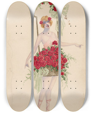 Triptych art skateboard deck of Will R Barnes 1Red Roses by Will R Barnes (1939)