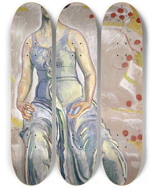 Triptych art skateboard deck of Ferdinand Hodler Holy Hour by Ferdinand Hodler (1853-1918)