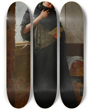 Triptych art skateboard deck of Almeida Jnior Saudade Longing by Almeida Junior (1850-1899)