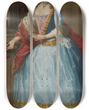 Triptych art skateboard deck of Giovanni Panealbo Portait Of Elisabetta Of Lorena by Giovanni Panealbo (1742-1815)