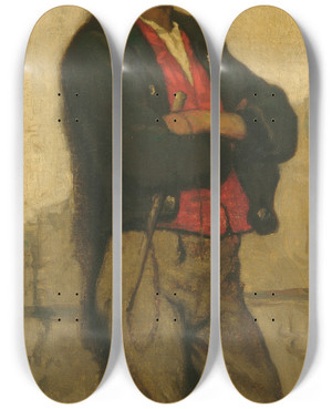 Triptych art skateboard deck of William Morris Hunt Italian Boy by William Morris Hunt (1824-1879)