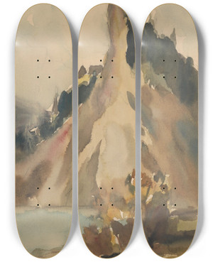 Triptych art skateboard deck of Zolo Palugyay Orava by Zolo Palugyay (1898-1935)