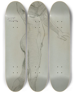 Triptych art skateboard deck of Josef Wawra Aktstudie_1 by Josef Wawra (1893-1935)
