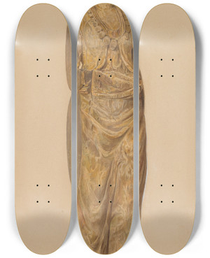 Triptych art skateboard deck of Howard Weld Circus Wagon Figure by Howard Weld