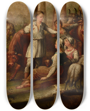 Triptych art skateboard deck of Jan Zamojski Idyll_2 by Jan Zamojski (1782-1832)