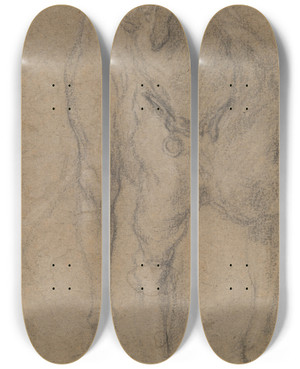 Triptych art skateboard deck of Abraham Hondius Study Of Adog by Abraham Hondius (1625-1695)