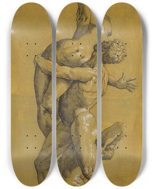 Triptych art skateboard deck of Hans Bock The Younger Der Raub Der Proserpina by Hans Bock The Younger (1575-1626)