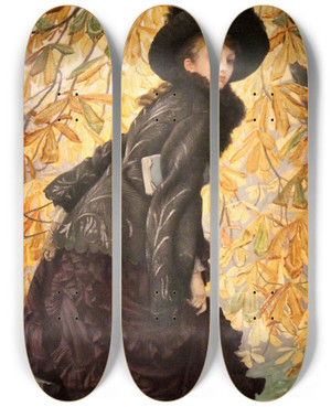 Triptych art skateboard deck of James Tissot October by James Tissot (1836-1902)