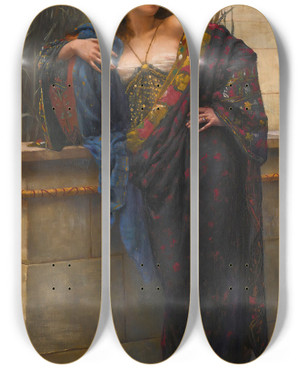 Triptych art skateboard deck of Reginald Arthur Pharaohs Daughter by Reginald Arthur (1871-1934)
