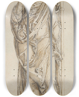 Triptych art skateboard deck of Circle Of Lambert Lombard Study For A Draped Figure Ofchrist by Circle Of Lambert Lombard (1505-1566)