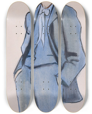 Triptych art skateboard deck of Ivar Arosenius Self Portrait_1 by Ivar Arosenius (1878-1909)