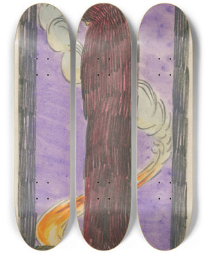 Triptych art skateboard deck of Karl Wiener Trauer_1 by Karl Wiener (1901-1949)