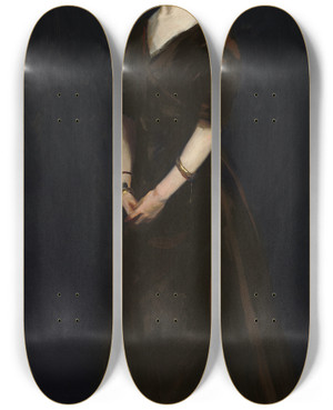 Triptych art skateboard deck of Robert Henri Edith Reynolds by Robert Henri (1865-1929)